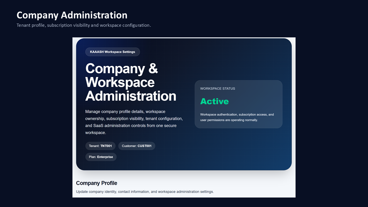 KAAASH SaaS Workspace command center
